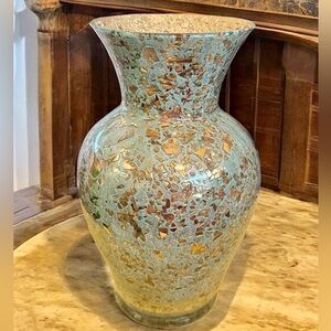 Signed Hastey Cat 1999 24k Gold Fused Art Mosaic Glass Vase